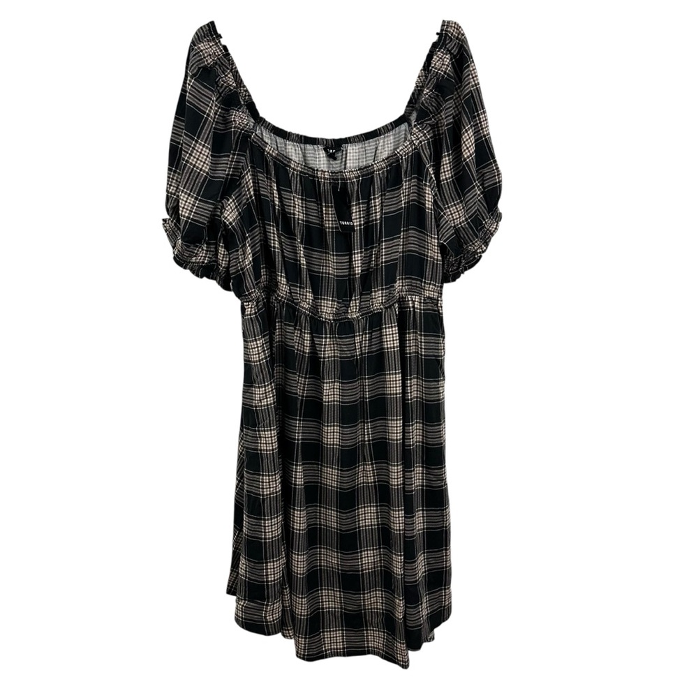 NWT Torrid Women’s Mini Wash Challis Puff Sleeve Dress Elation Plaid Size 1X